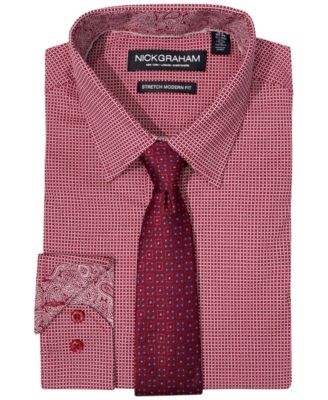 Nick Graham - Men's Check Shirt & Medallion Tie Set