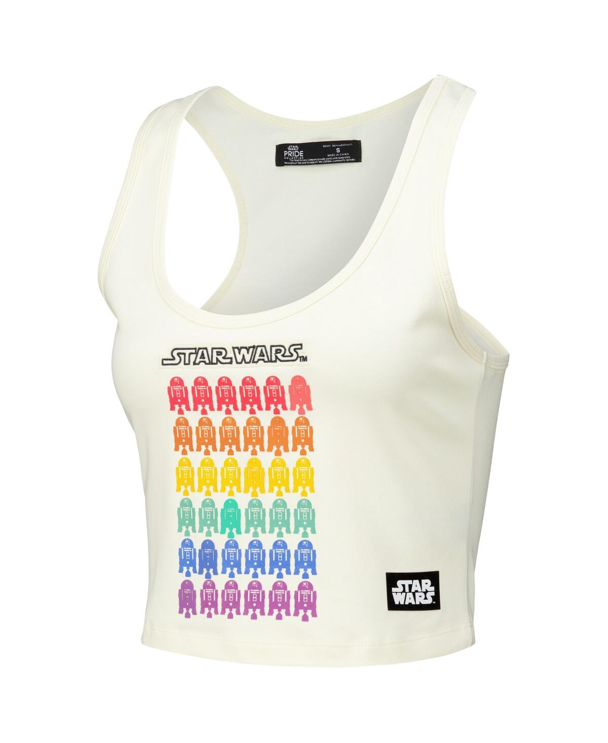 FREEZE MAX WOMEN'S R2-D2 CREAM STAR WARS RAINBOW TRI-BLEND TANK TOP 