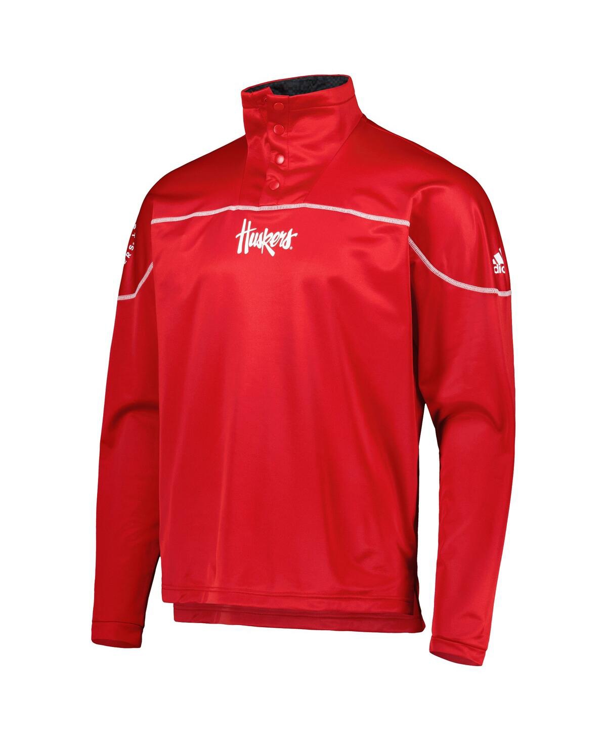 Adidas Men'sNebraska Huskers Aeroready Knit Quarter-Snap Jacket - Scarlet