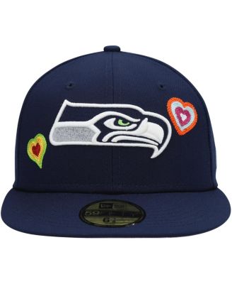 Men's College Navy Seattle Seahawks Chain Stitch Heart 59FIFTY Fitted Hat