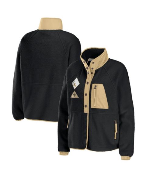 Женские куртки WEAR by Erin Andrews Women's Black New Orleans Saints Polar Fleece Raglan Full-Snap Jacket