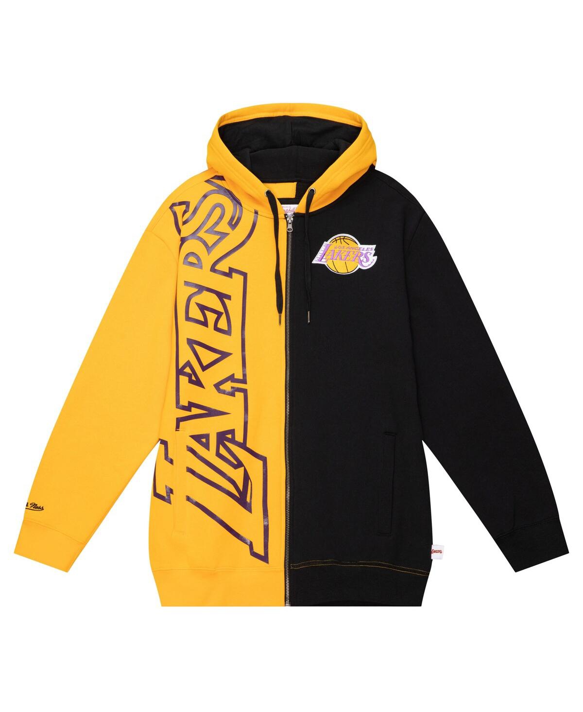 Mitchell & Ness Men's Gold/black Los Angeles Lakers Color Block 2.0 Fleece Full-zip Hoodie In Gold,black