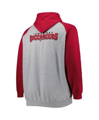 Men's Heather Gray Tampa Bay Buccaneers Big Tall Fleece Raglan Full-Zip Hoodie Jacket