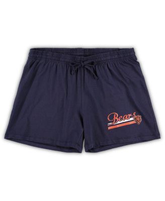 Women's White/Navy Chicago Bears Plus Size Downfield T-Shirt Shorts Sleep Set