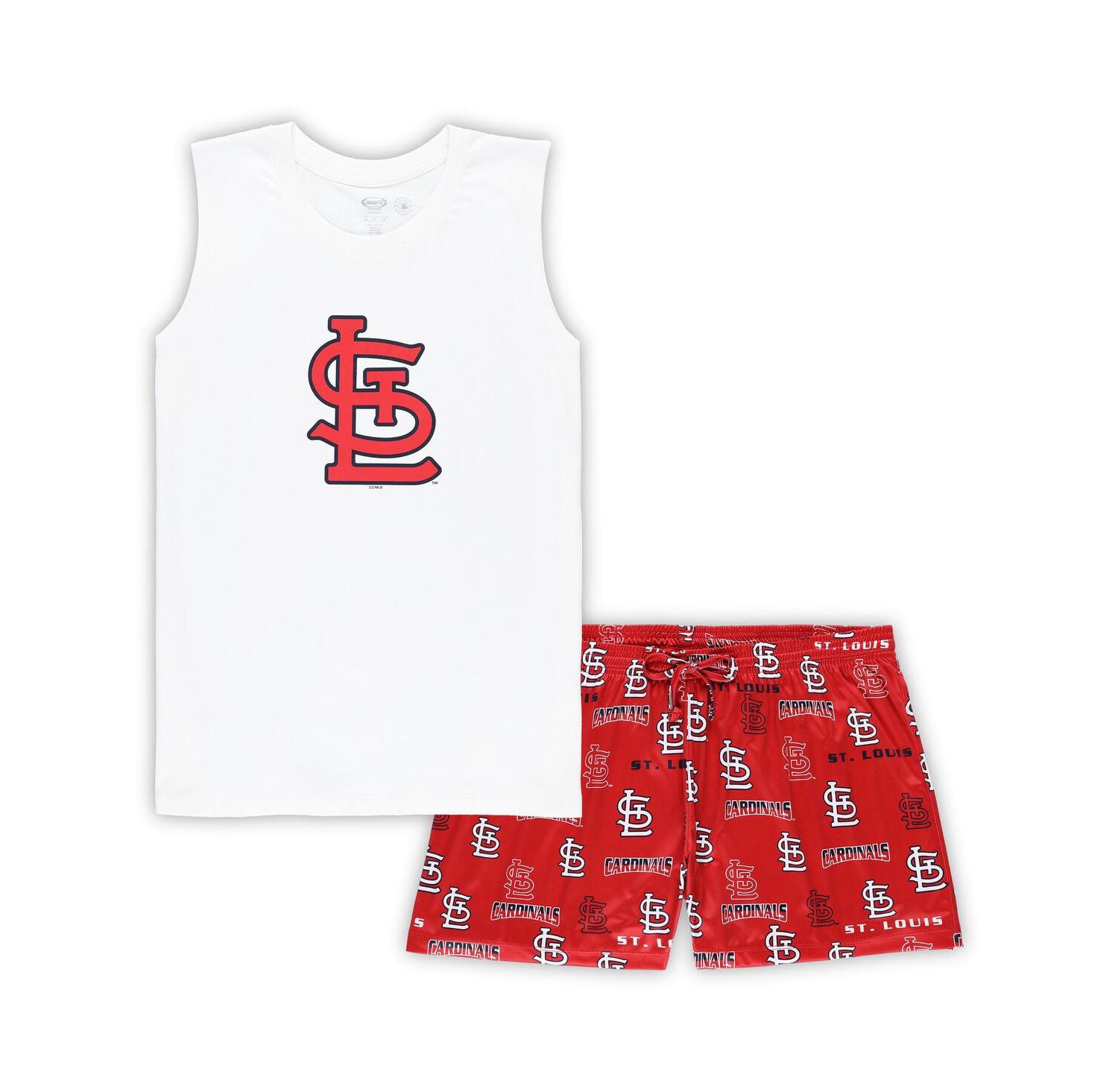 Women's White/Red St. Louis Cardinals Plus Size Tank Top Shorts Sleep Set