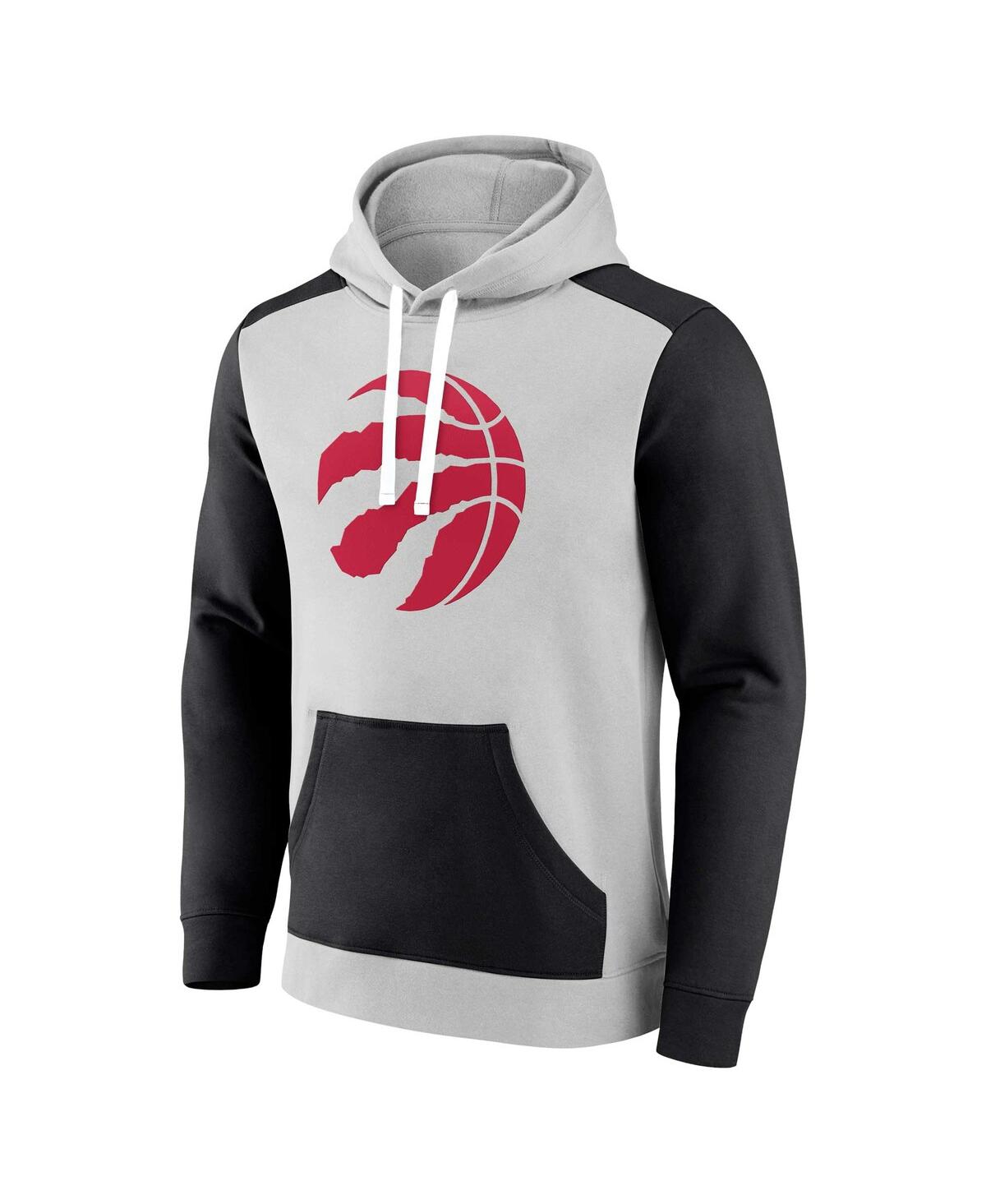 Fanatics Men's Gray/black Toronto Raptors Arctic Colorblock Pullover Hoodie In Gray,black