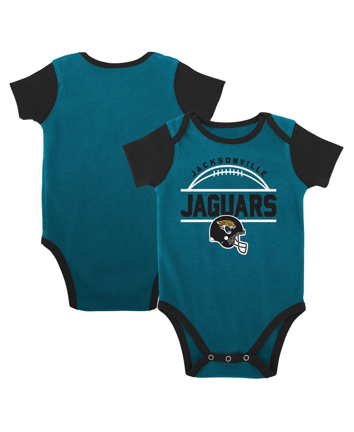 Outerstuff Baby Teal/Black Jacksonville Jaguars Home Field Advantage Three-Piece Bodysuit, Bib Booties Set - Teal, Black