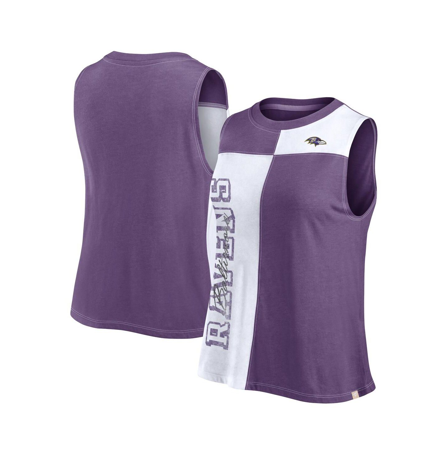 Женский топ Fanatics Purple/White Baltimore Ravens Script Color Block — фото 1