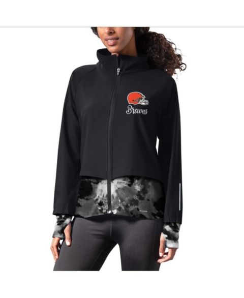 Женские куртки MSX by Michael Strahan Women's Black Cleveland Browns Grace Raglan Full-Zip Running Jacket