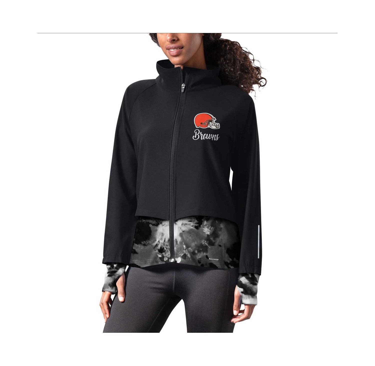 Women's Black Cleveland Browns Grace Raglan Full-Zip Running Jacket