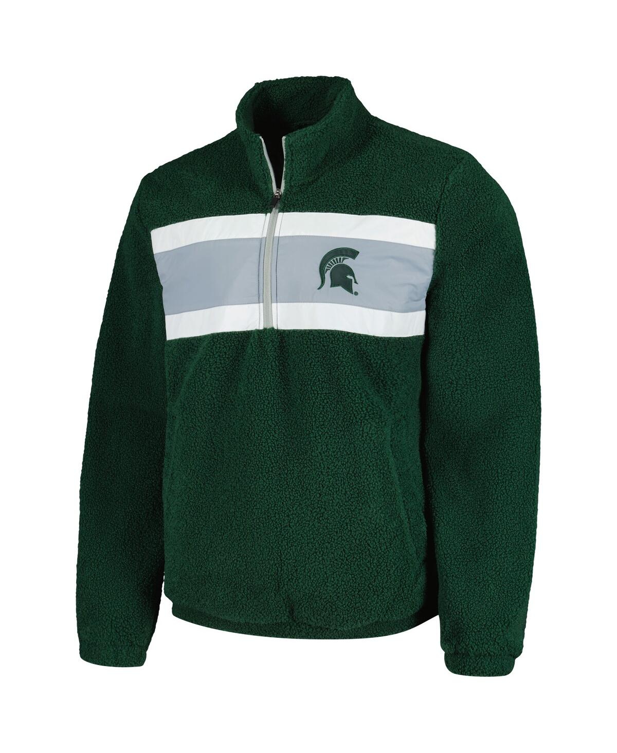 G-III SPORTS BY CARL BANKS MEN'S GREEN MICHIGAN STATE SPARTANS PINCH RUNNER HALF-ZIP TOP 