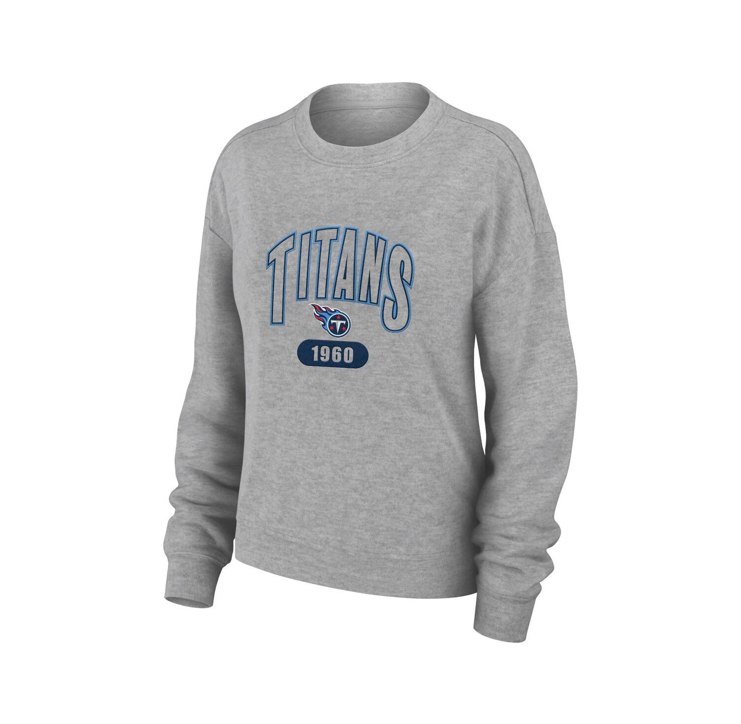 Women's Heather Gray Tennessee Titans Knit Long Sleeve Tri-Blend T-Shirt & Pants Sleep Set