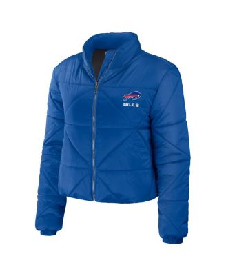 Women's Royal Buffalo Bills Cropped Puffer Full-Zip Jacket