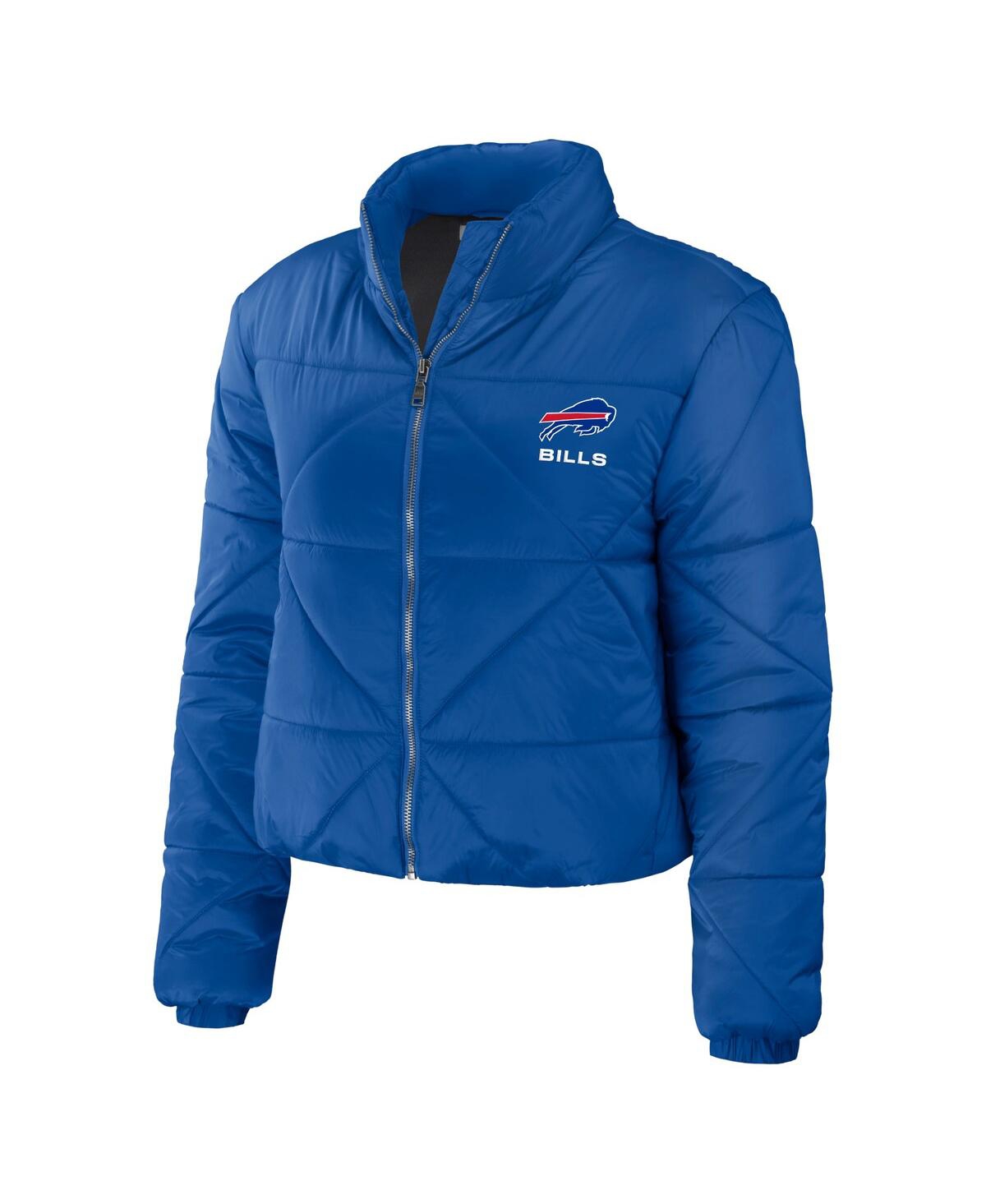Wear By Erin Andrews Women's Royal Buffalo Bills Cropped Puffer Full-zip Jacket In Royal