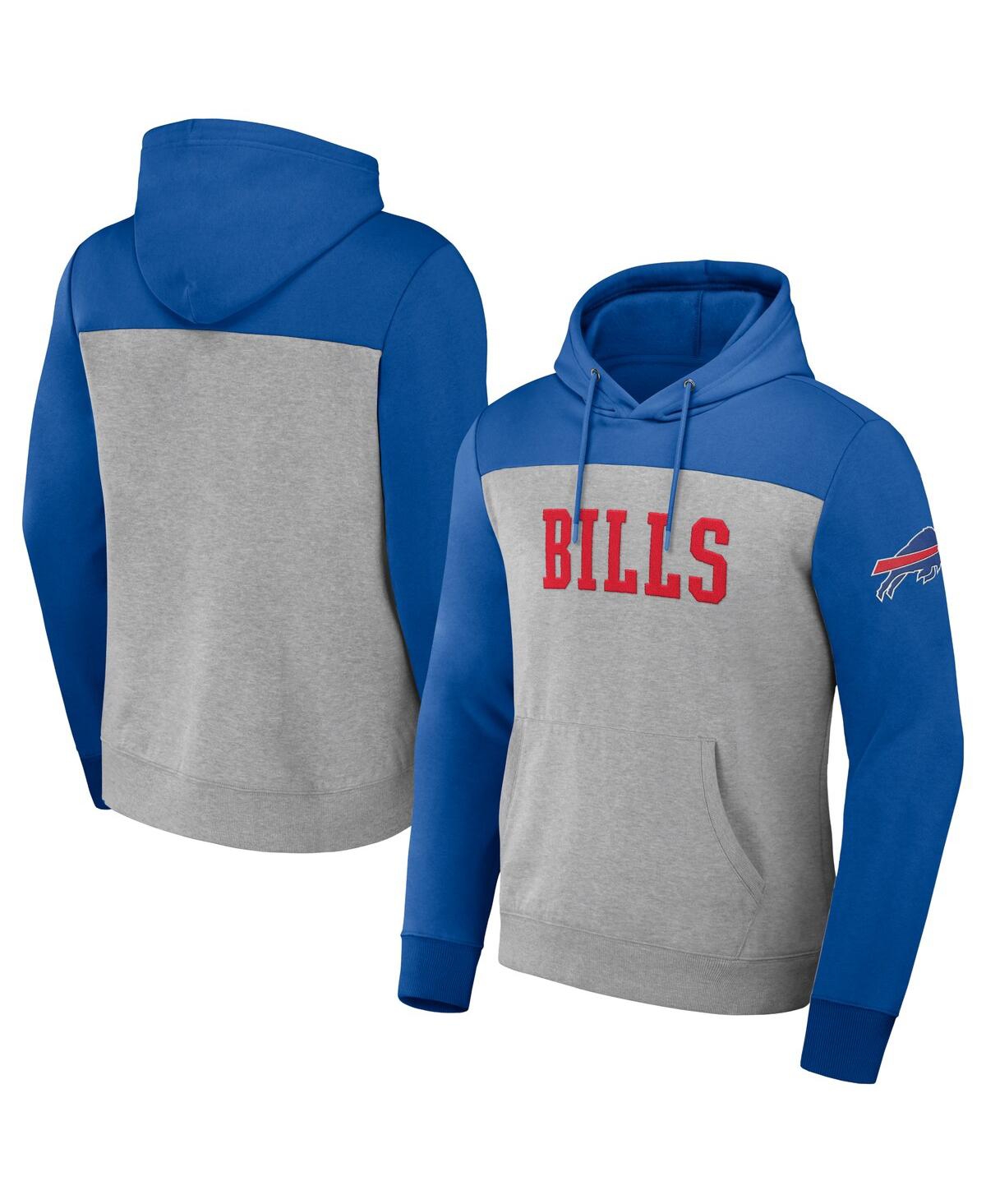 Men's Heather Gray Buffalo Bills Color Blocked Pullover Hoodie - Heather Gray