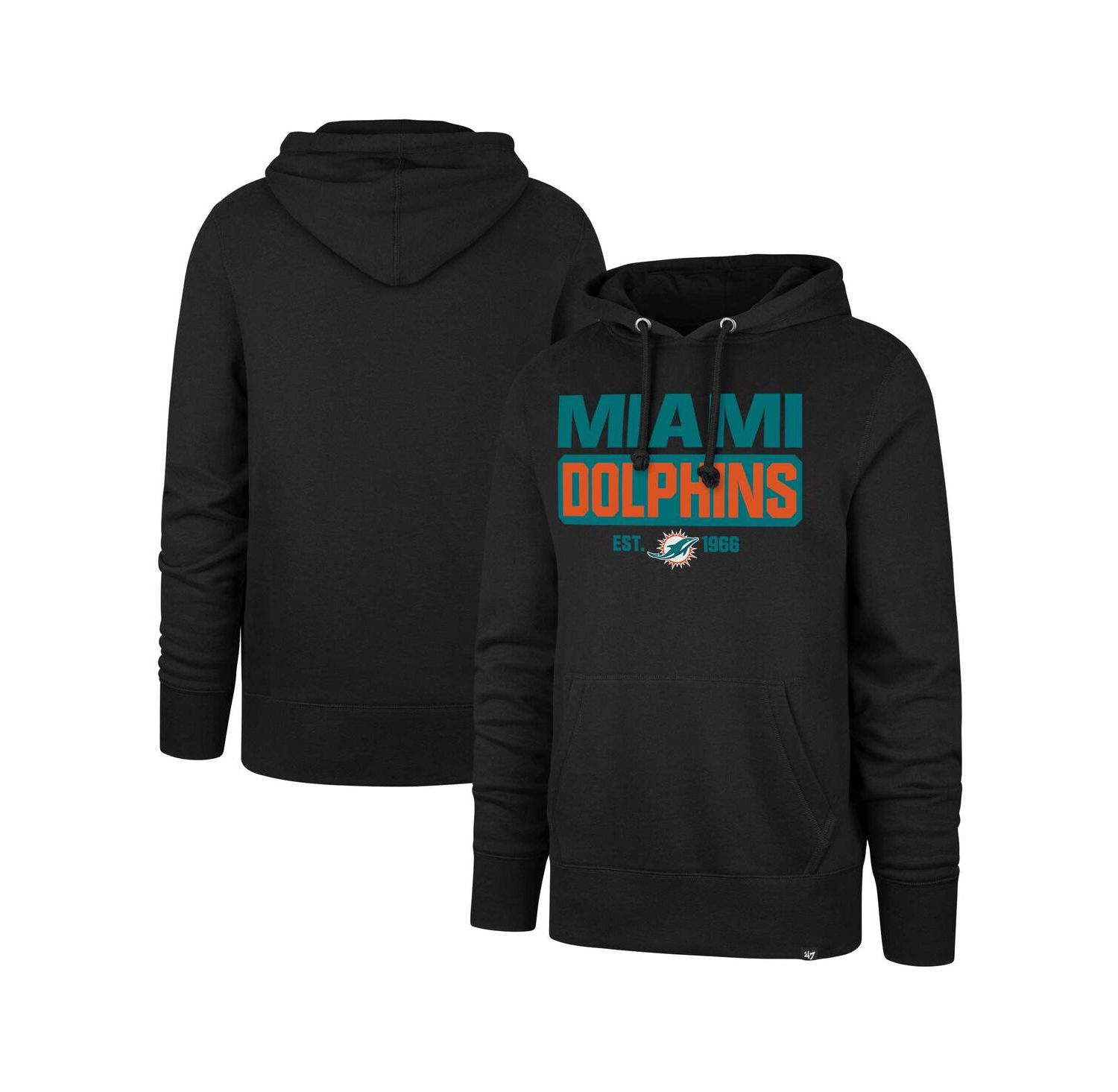 Men's Black Miami Dolphins Box Out Headline Pullover Hoodie