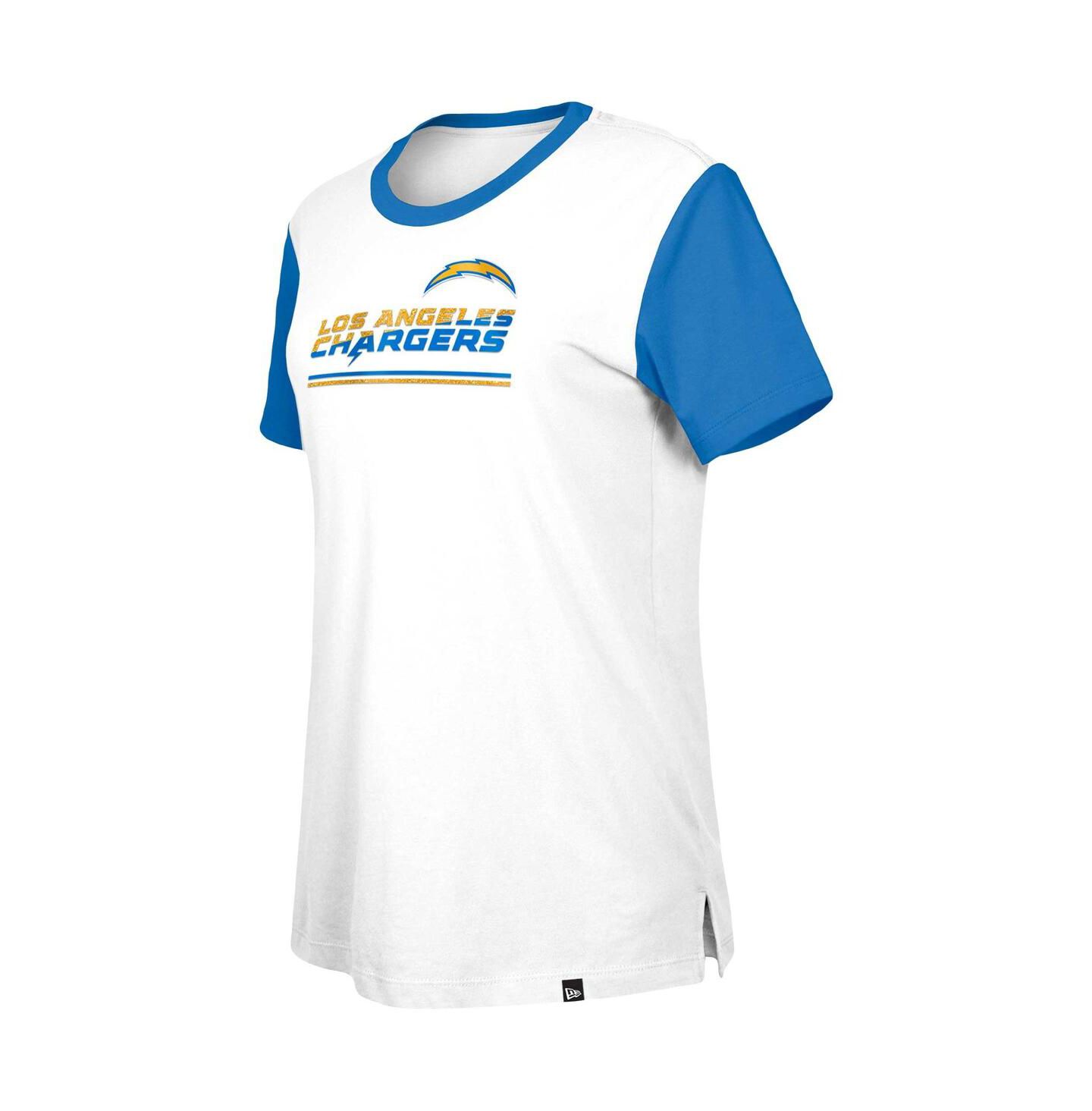 Женская футболка New Era White/Blue Los Angeles Chargers Third Down Colorblock — фото 2