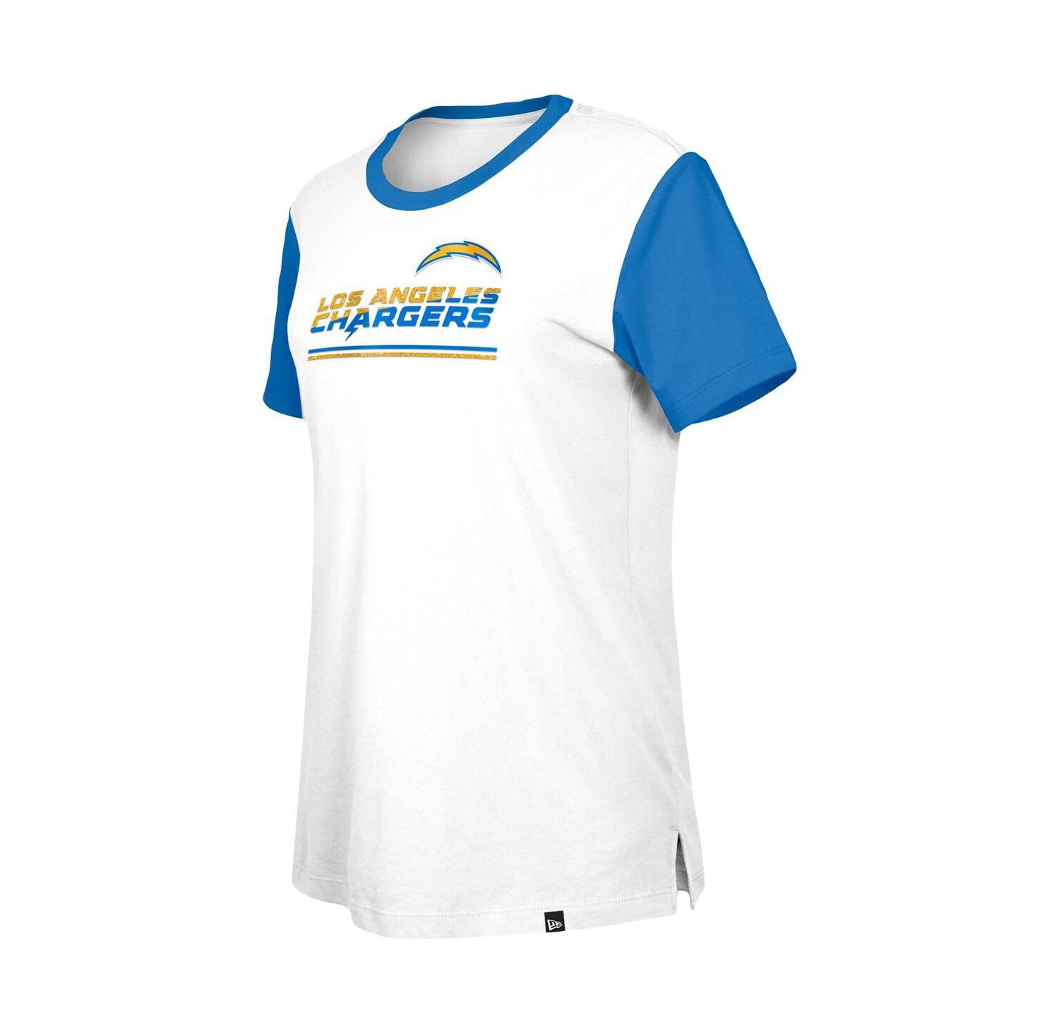 Women's White/Blue Los Angeles Chargers Third Down Colorblock T-Shirt