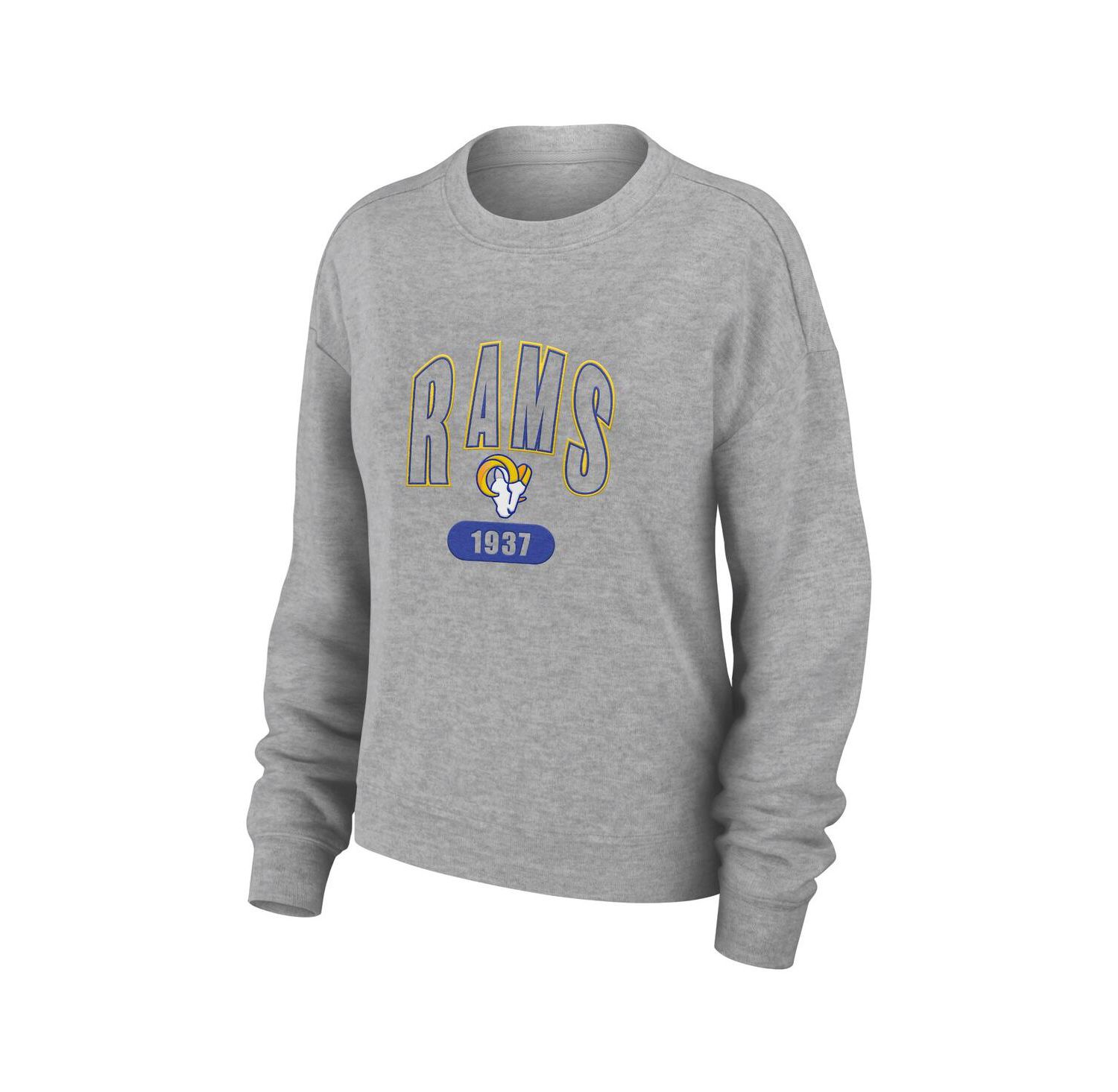Women's Heather Gray Los Angeles Rams Knit Long Sleeve Tri-Blend T-Shirt & Pants Sleep Set