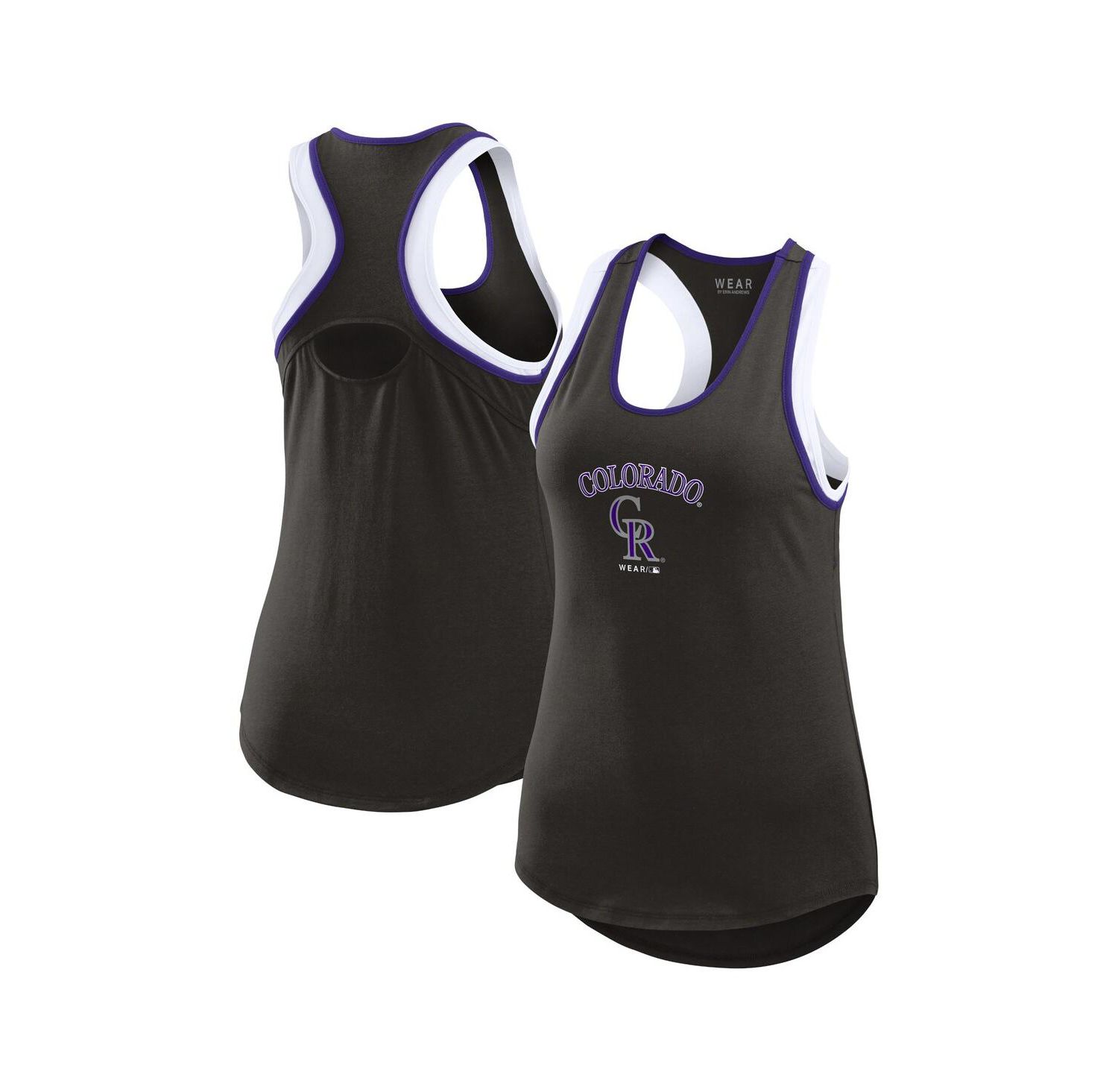 Women's Black Colorado Rockies Colorblock Racerback Tank Top