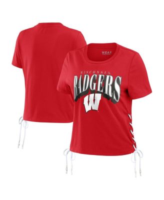 Women's Red Wisconsin Badgers Side Lace-Up Modest Crop T-Shirt