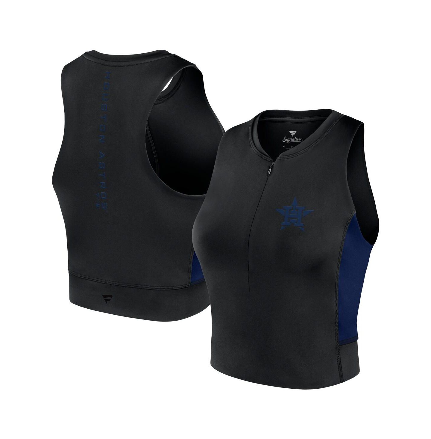 Женский топ Fanatics Black Houston Astros Studio Half-Zip Fitted Gym — фото 1