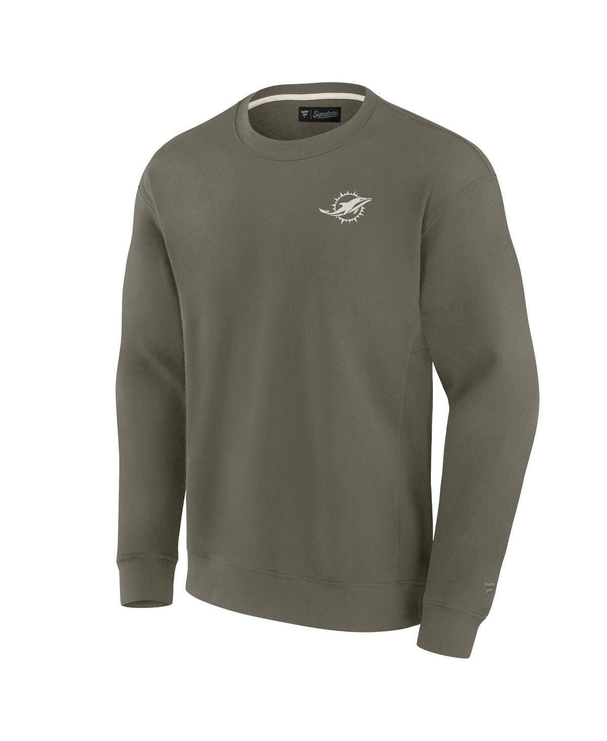Shop Fanatics Men's And Women's Miami Dolphins Super Soft Pullover Crew Sweatshirt In Olive