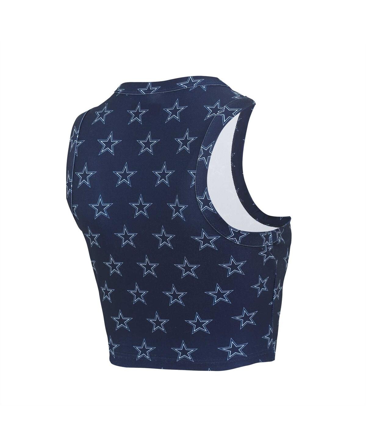 Concepts Sport Women's Dallas Cowboys Gauge Allover Print Cropped Tank Top Shorts Sleep Set In Navy