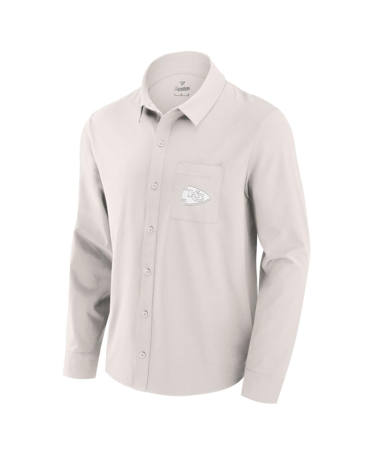 Fanatics Men's Cream Kansas City Chiefs Front Office Long Sleeve Button-up Shirt In Cream