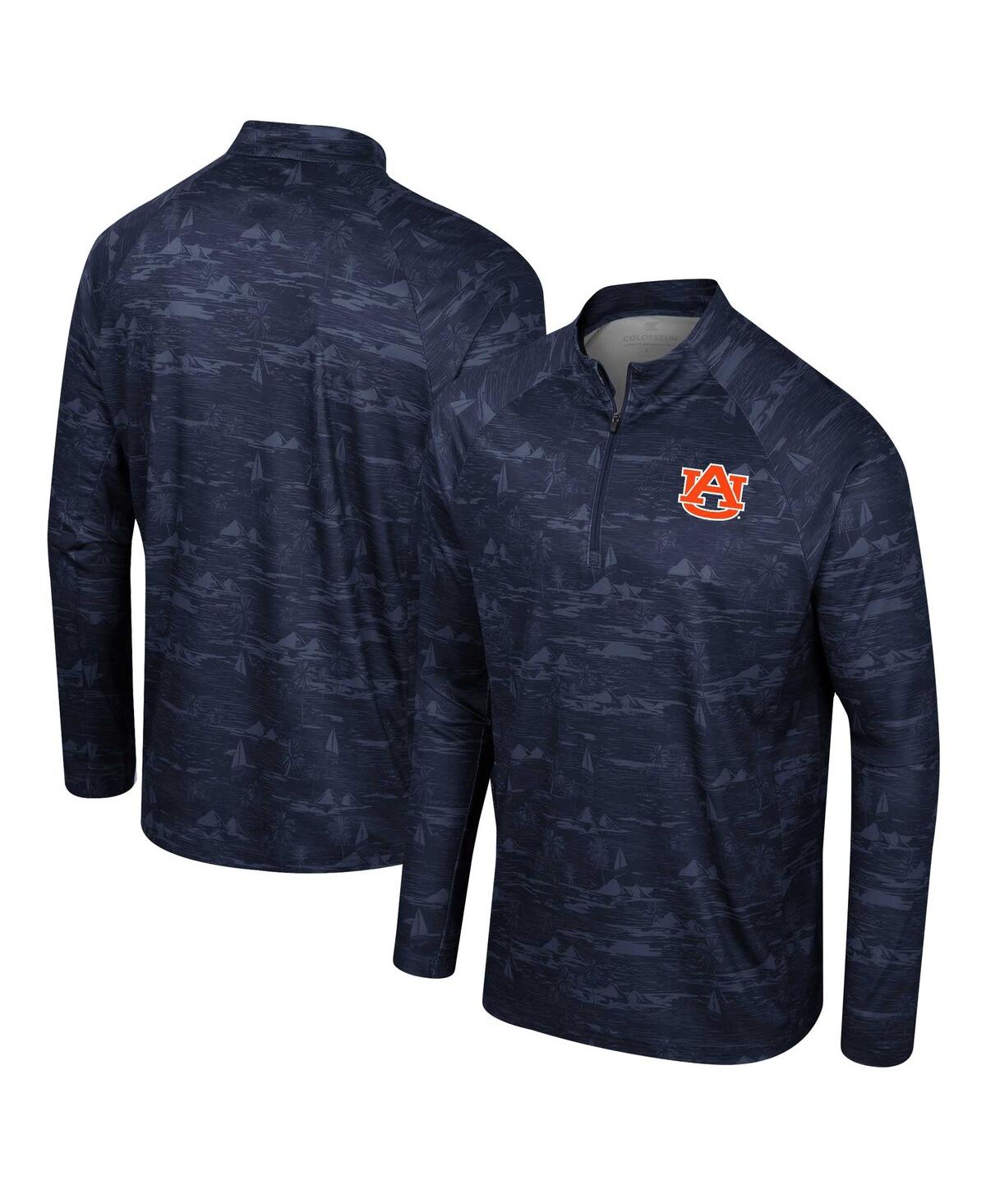 Colosseum Men's Navy Auburn Tigers Carson Raglan Quarter-zip Jacket In Navy