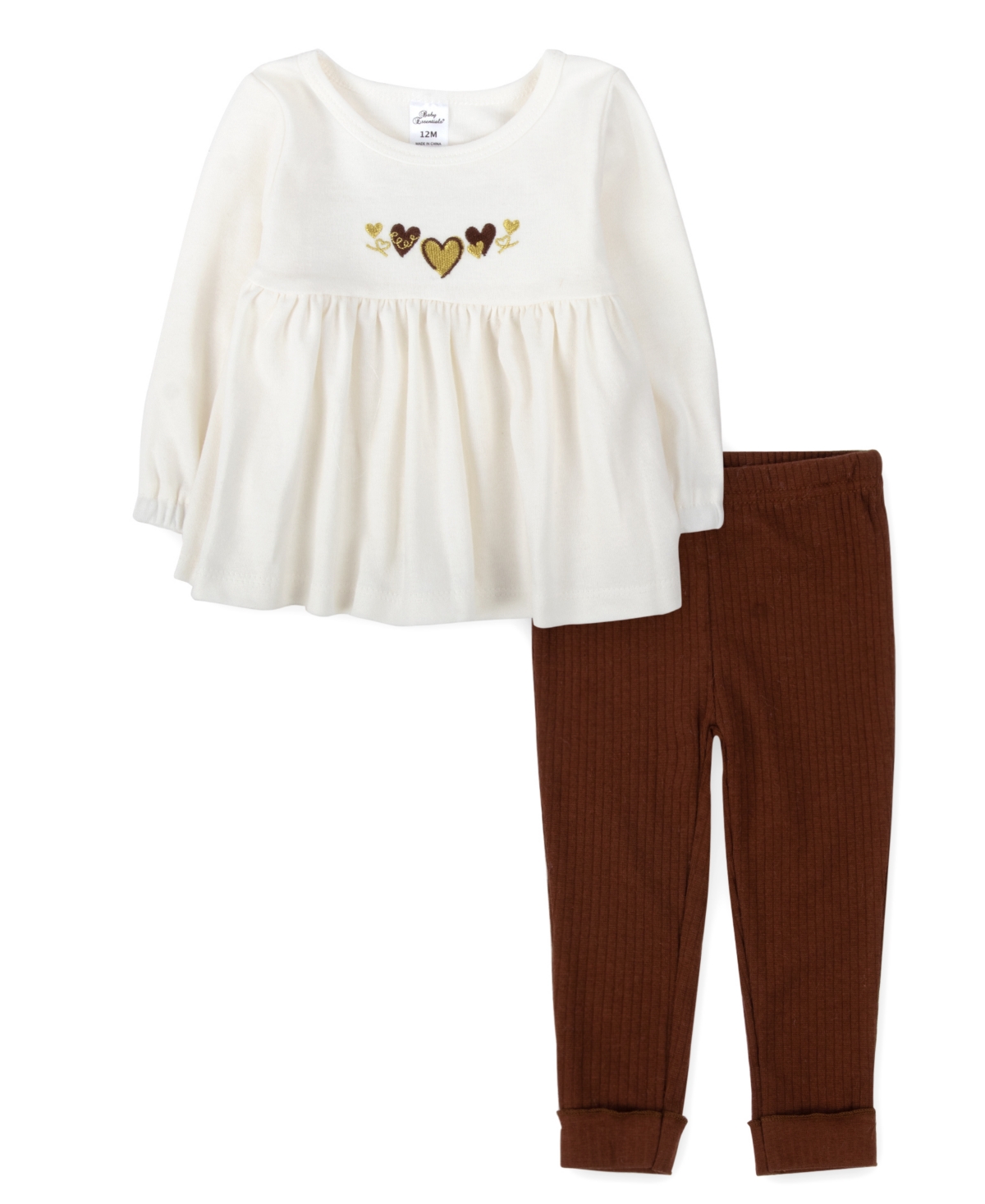 Baby Essentials Baby Girl Leopard Long Sleeve Top, Jacket & Pant, 3-piece Set In Cream