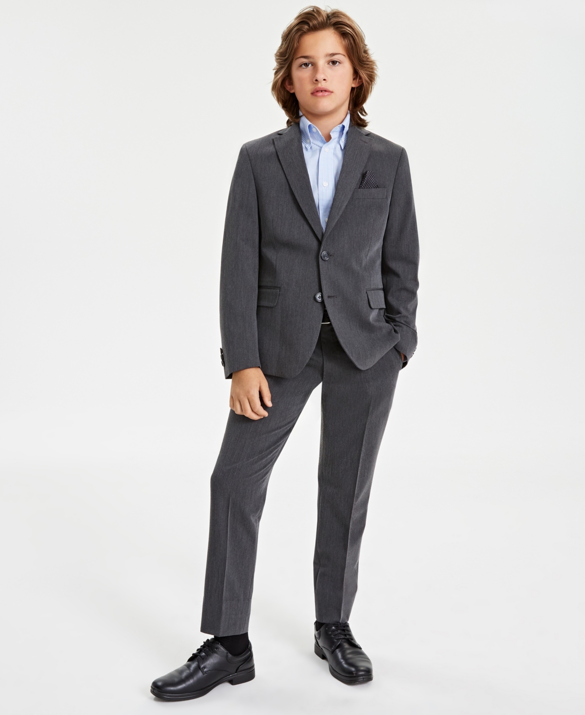 B By Brooks Brothers Big Boys Classic Fit Stretch Suit Jacket In Medium Grey