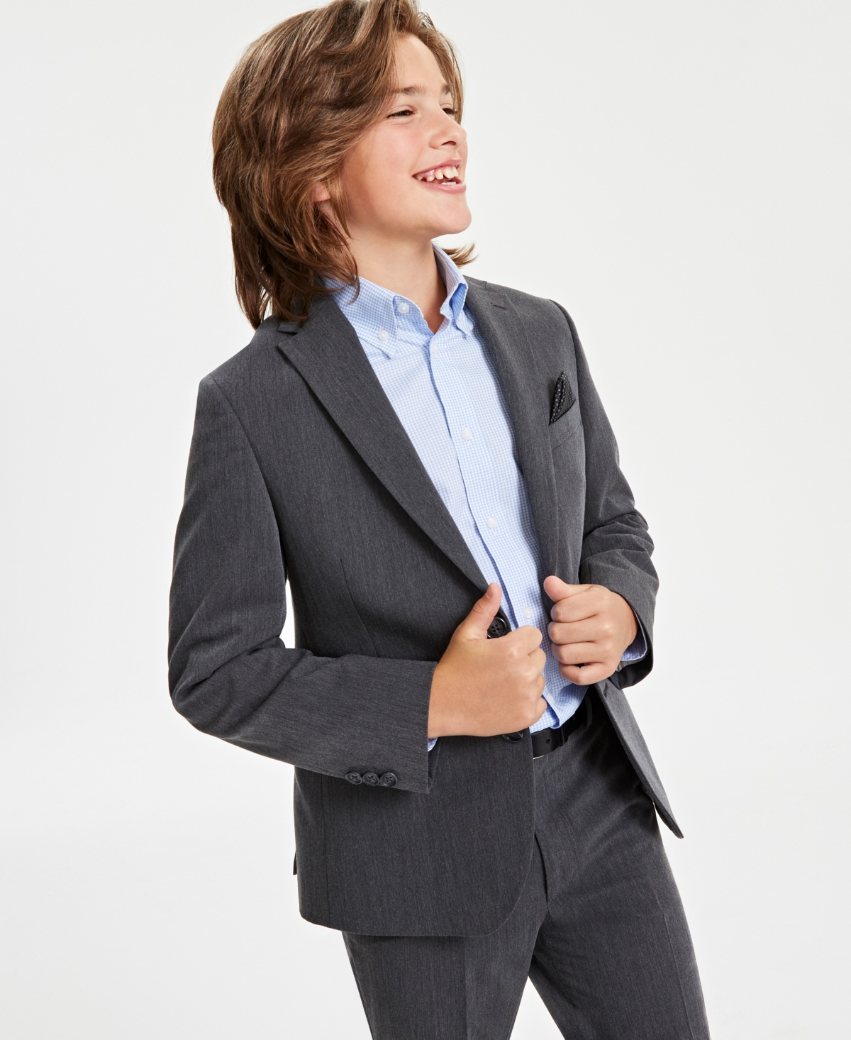B By Brooks Brothers Big Boys Classic Fit Stretch Suit Jacket In Medium Grey