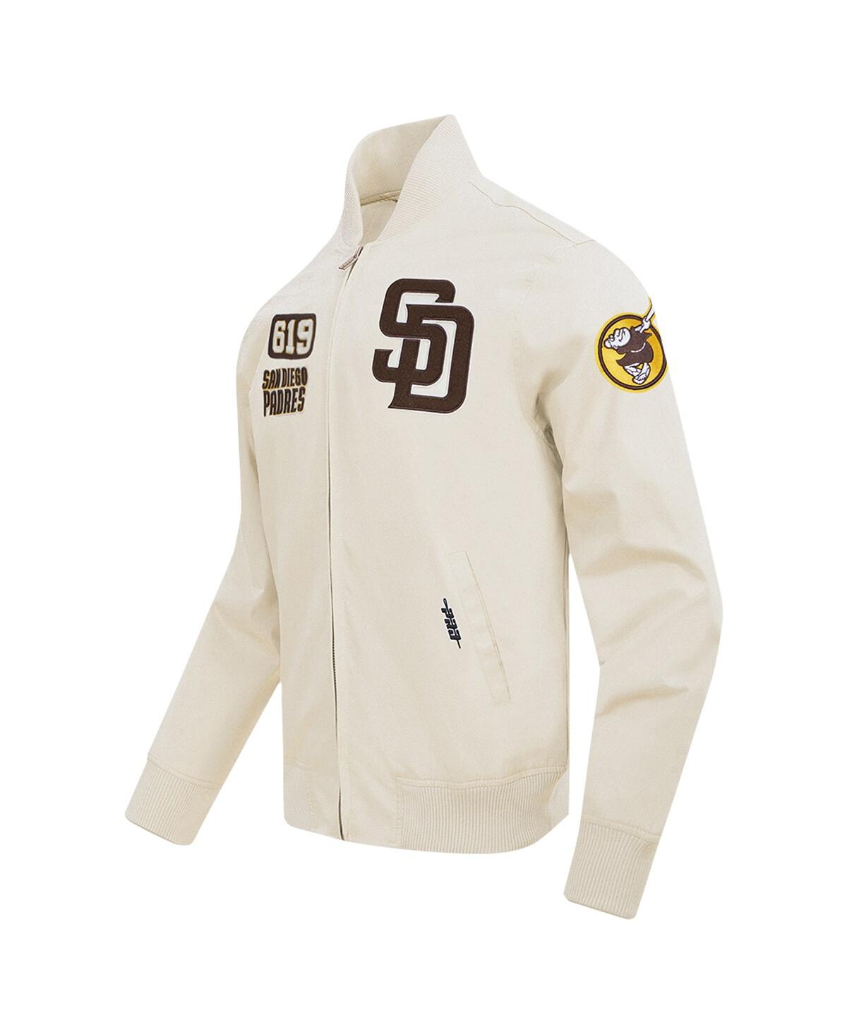 PRO STANDARD MEN'S CREAM SAN DIEGO PADRES AREA CODE TWILL FULL-ZIP JACKET 
