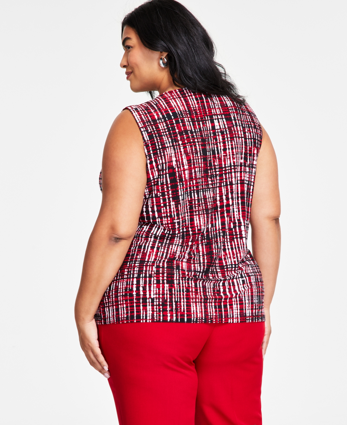 Kasper Plus Size Graphic Print Sleeveless Blouse