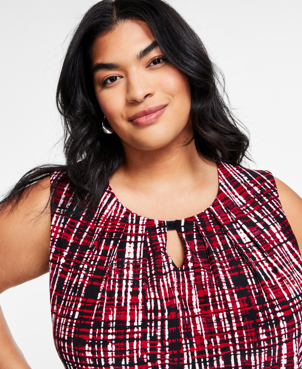 Kasper Plus Size Graphic Print Sleeveless Blouse
