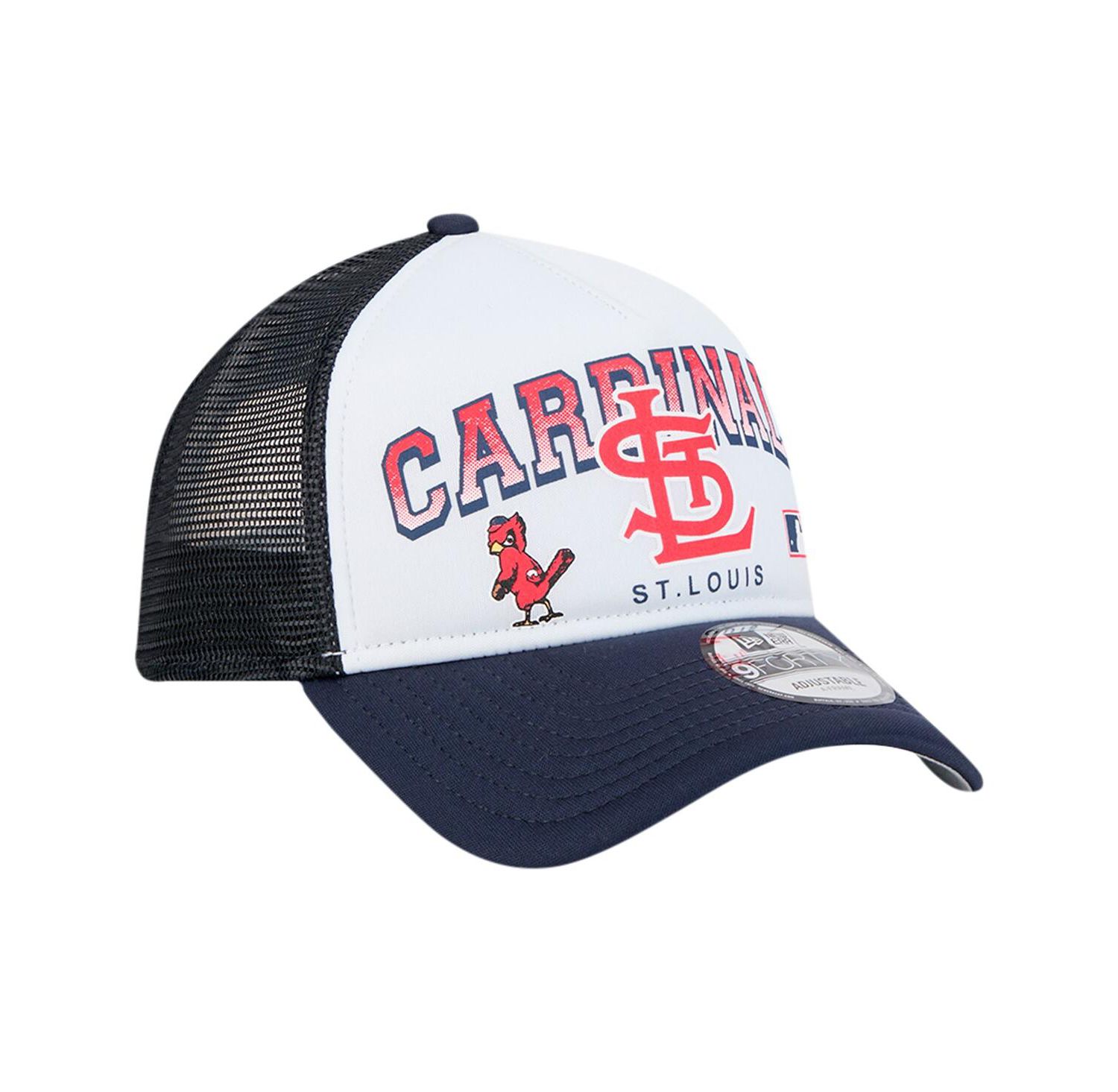 Men's White St. Louis Cardinals Retro Wordmark 9FORTY A-Frame Trucker Adjustable Hat