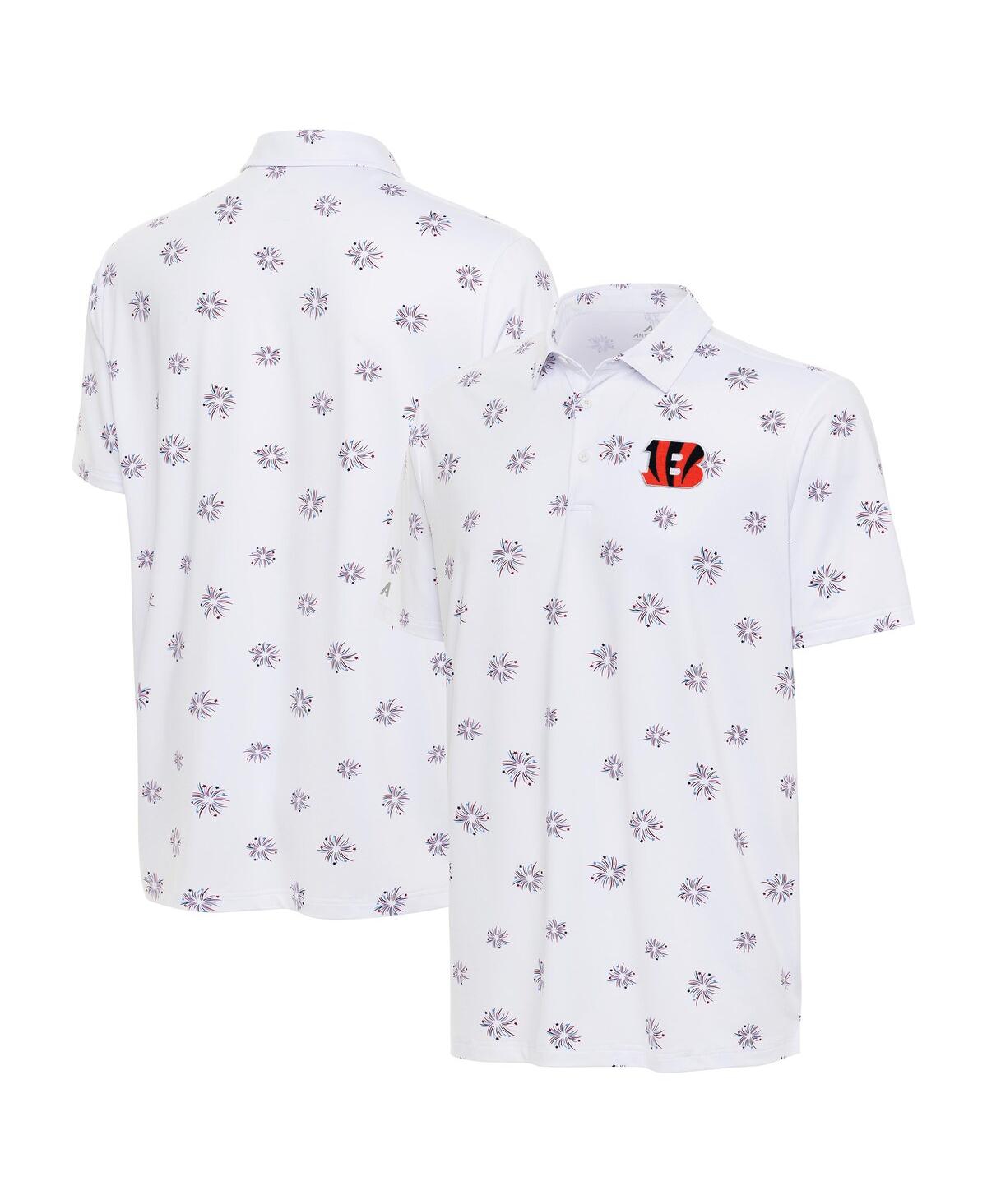 Antigua Men's White Cincinnati Bengals Fireworks Polo - White