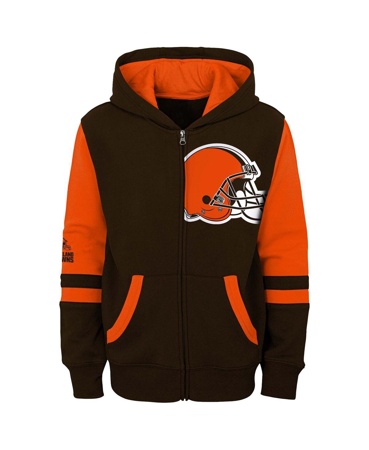 Outerstuff Little Boys And Girls Brown Cleveland Browns Stadium Color Block Full-zip Hoodie In Brown