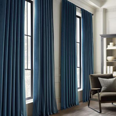 Dark Blue Simply Velvet Room Darkening Curtain Pair (2 Panels)