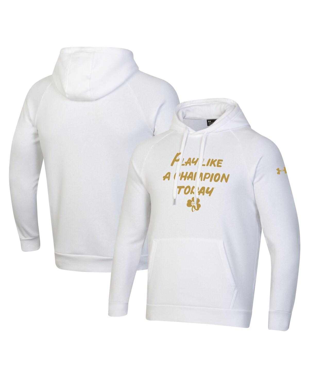 Men's White Notre Dame Fighting Irish Interlocking Nd Gold Rush Rival Raglan Pullover Hoodie - White
