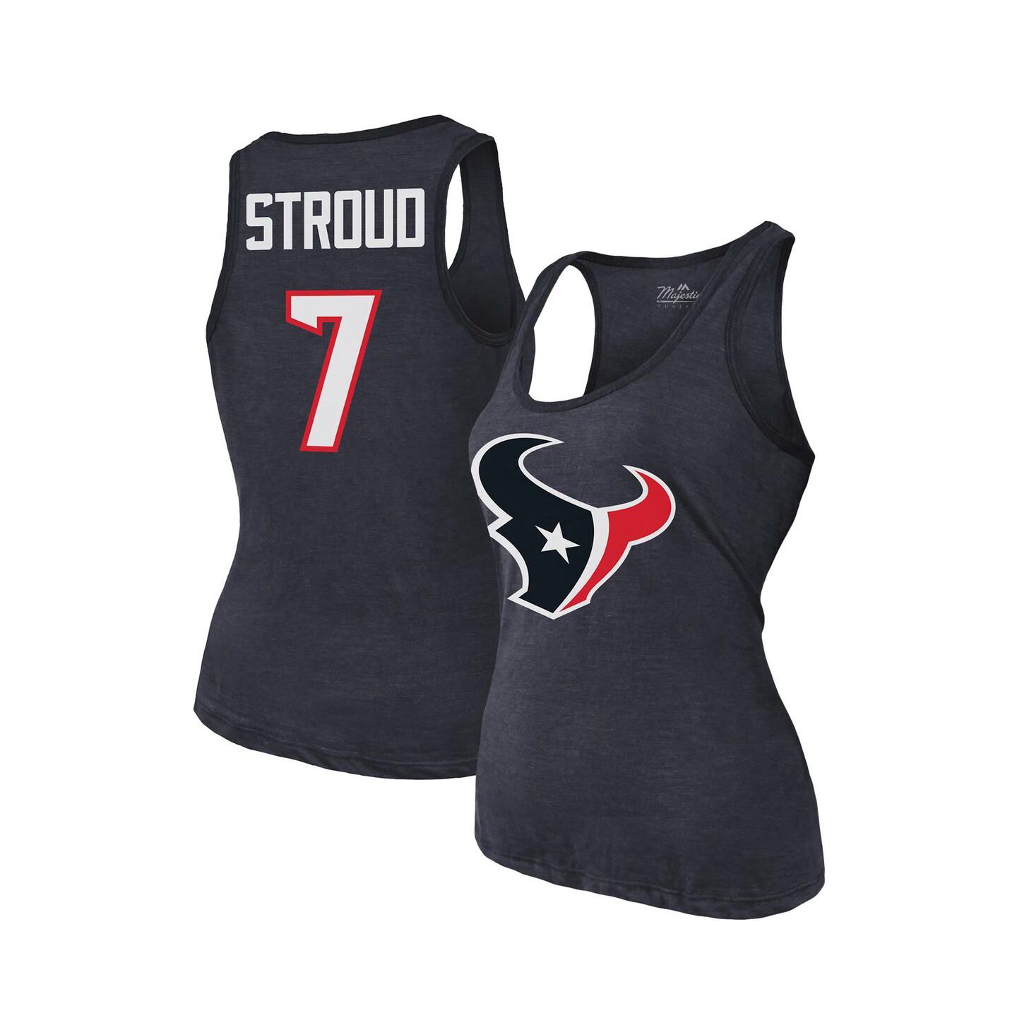 Женский топ Majestic C.J. Stroud Navy Houston Texans Name & Number Tri-Blend — фото 1