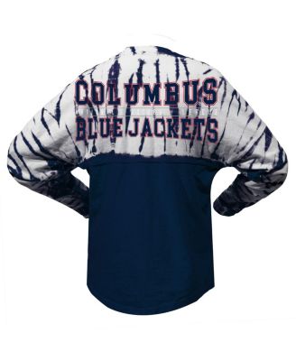 Men's and Women's Navy Columbus Blue Jackets Crystal Half Dye Long Sleeve T-Shirt