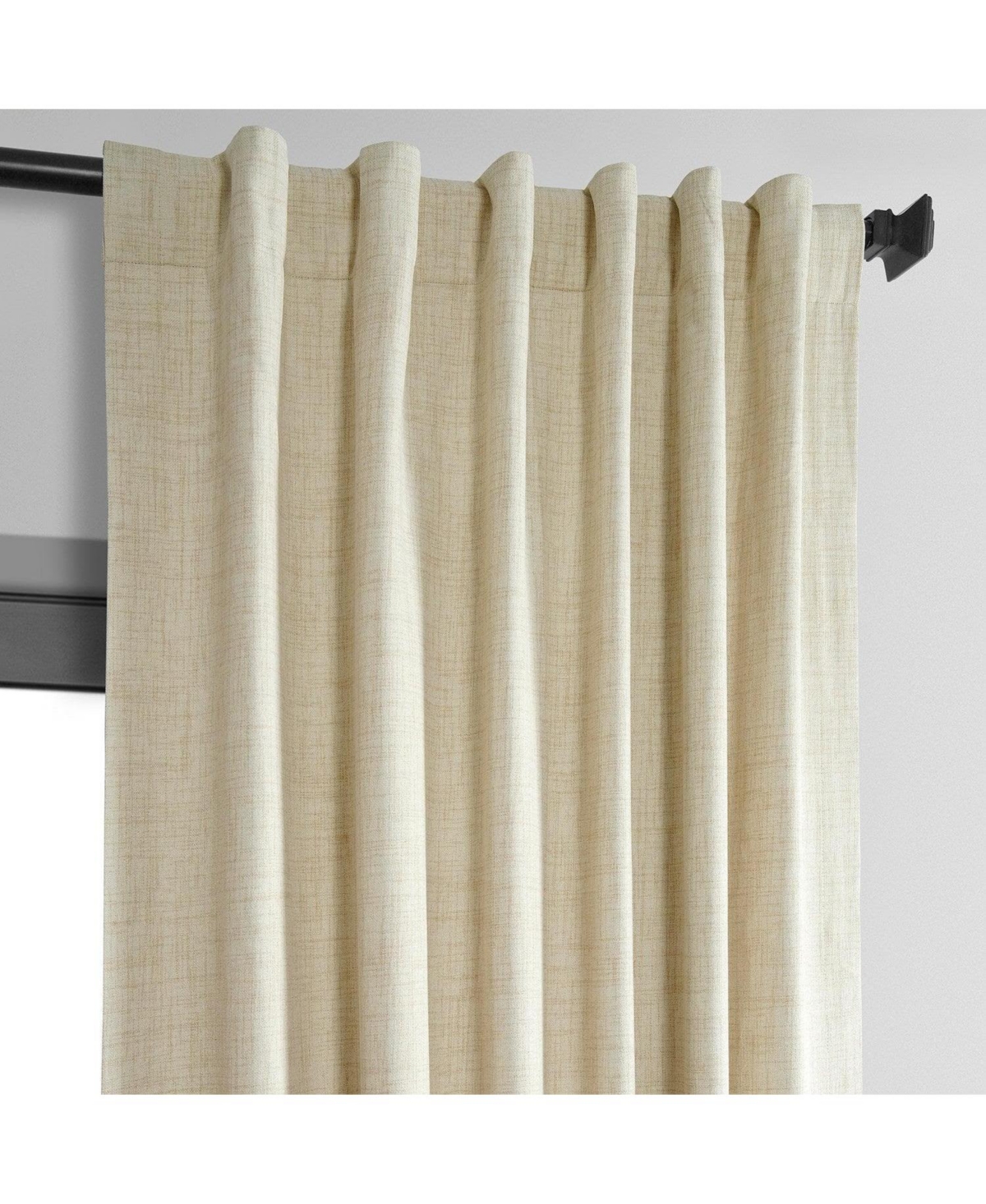 Half Price Drapes Natural Light Beige Thermal Cross Linen Weave Blackout Curtain In Beige,tan