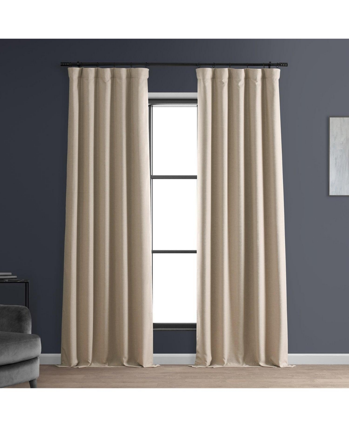 Half Price Drapes Safari Tan Faux Linen Hotel Blackout Curtain In Beige,tan
