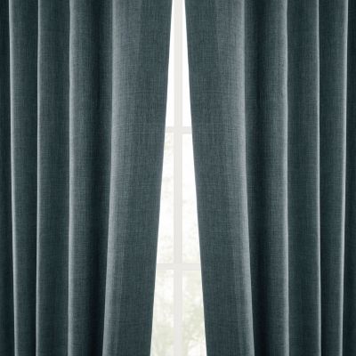 Sweden Blue Italian Faux Linen Room Darkening Curtain