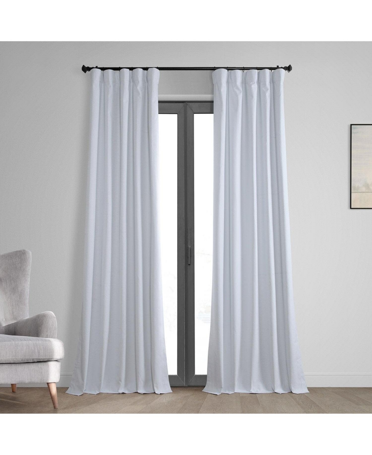 White Thermal Cross Linen Weave Blackout Curtain - White