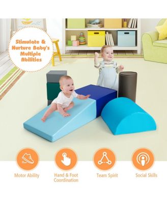 6 Piece Climb Crawl Play Set Indoor Kids Toddler Baby Safe Soft Foam Blocks Toys