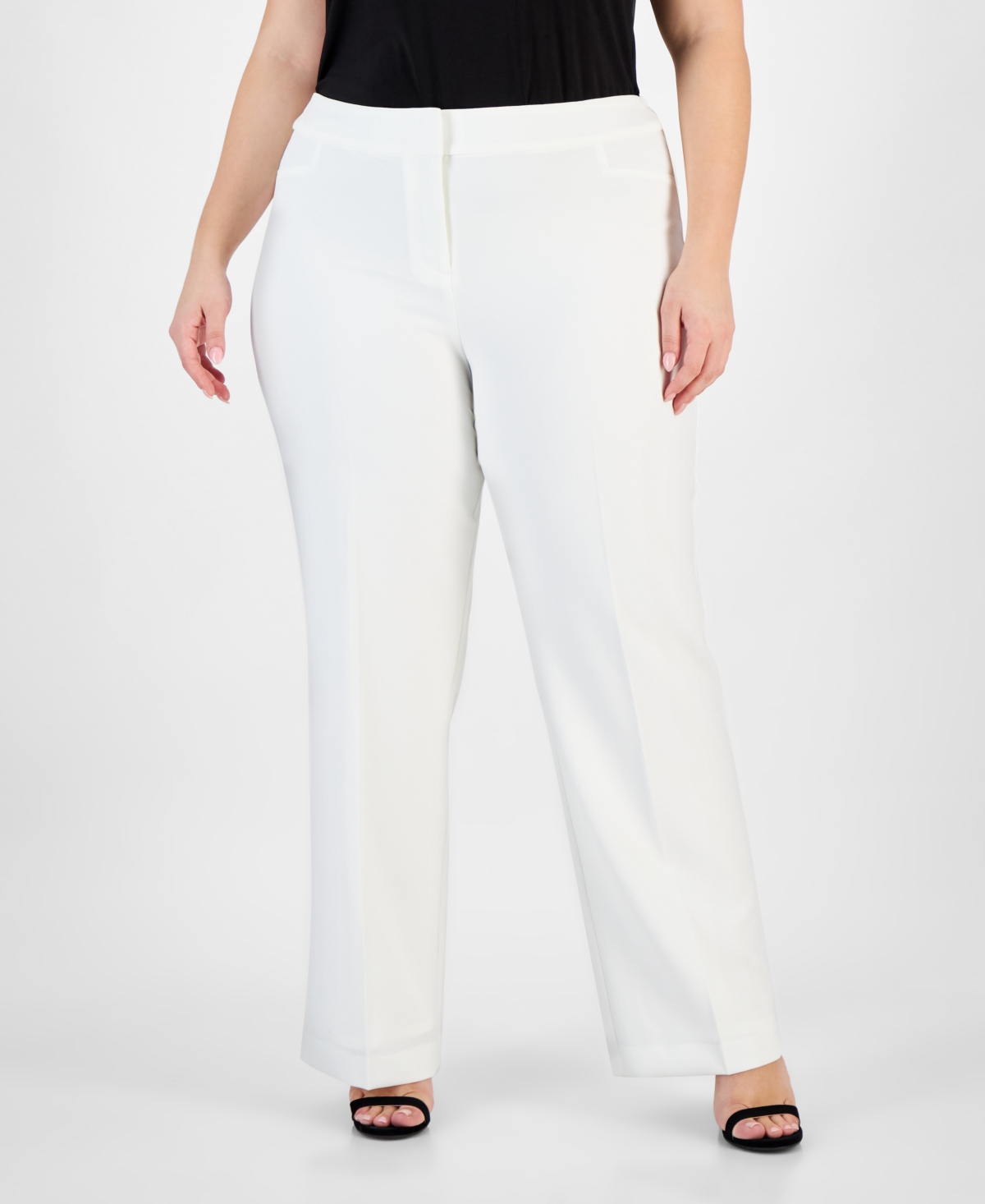 Plus Size Mid-Rise Full-Length Straight-Leg Pants - Vanilla Ice