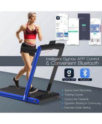 2-in-1 Folding Treadmill with Dual LED Display-Navy